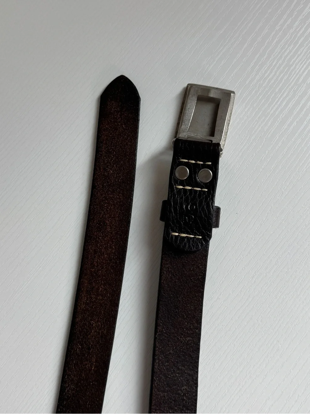 BILL'S KHAKIS Brown Bridle Leather Belt For Men 36 Silver Slide Buckle